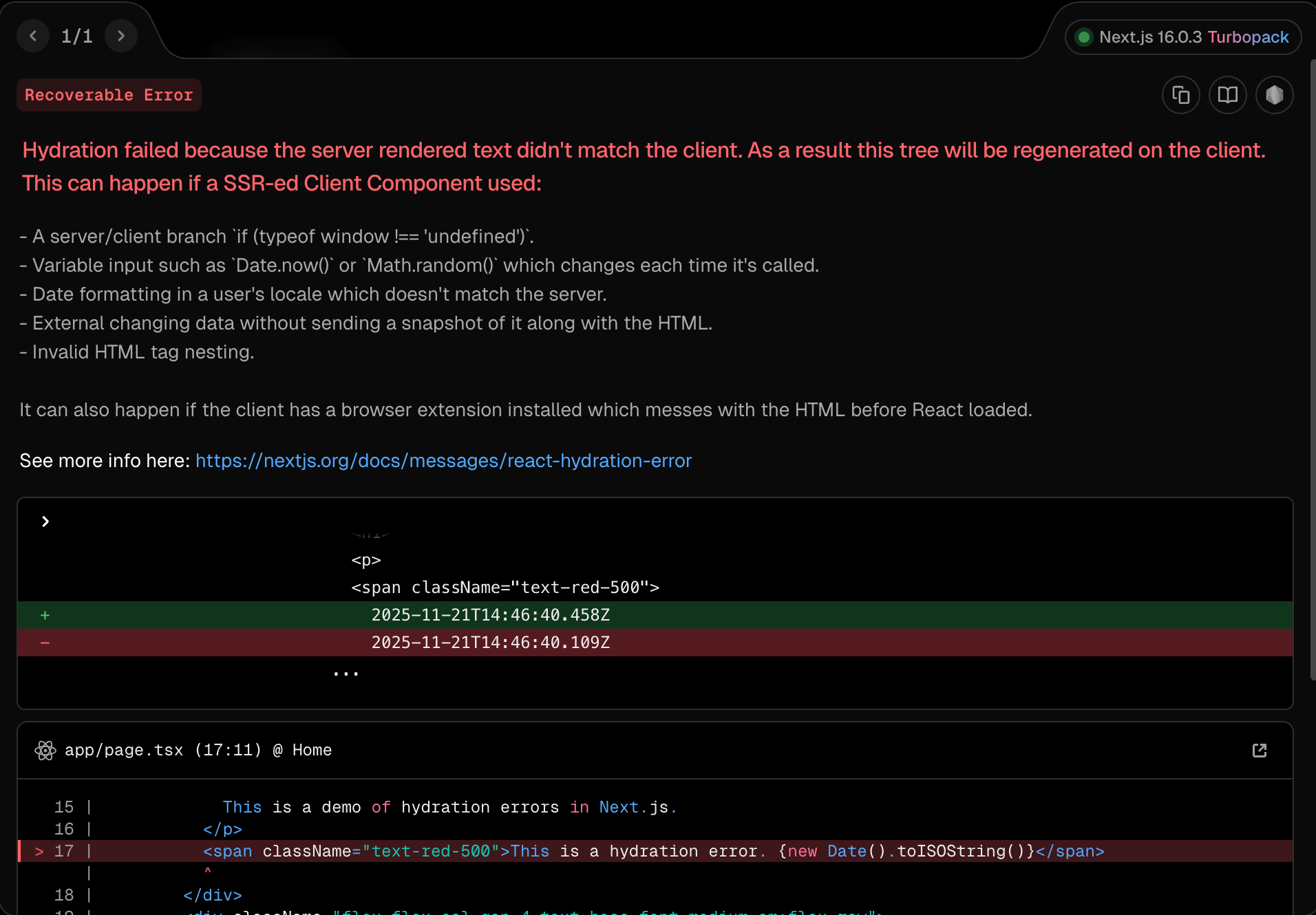 nextjs hydration errors